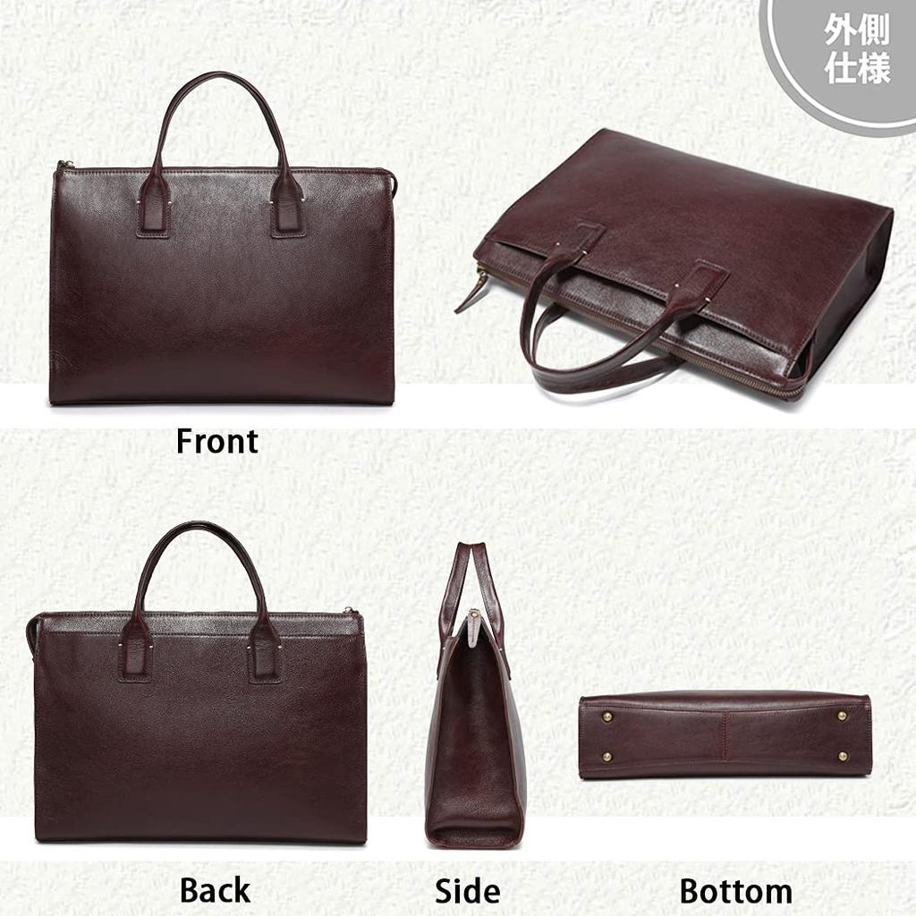 AKIYAMA Men's Waterproof Genuine Leather Briefcase, Mini Tote Bag with Large Capacity, Fits A4 Paper, Perfect for Commuting, Business, and Business