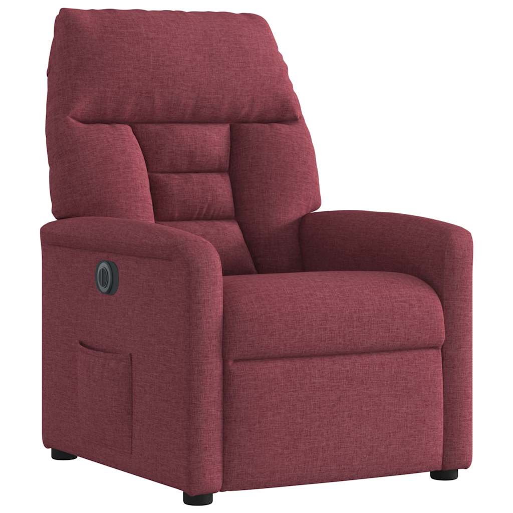 Electric Recliner Chair Burgundy Fabric