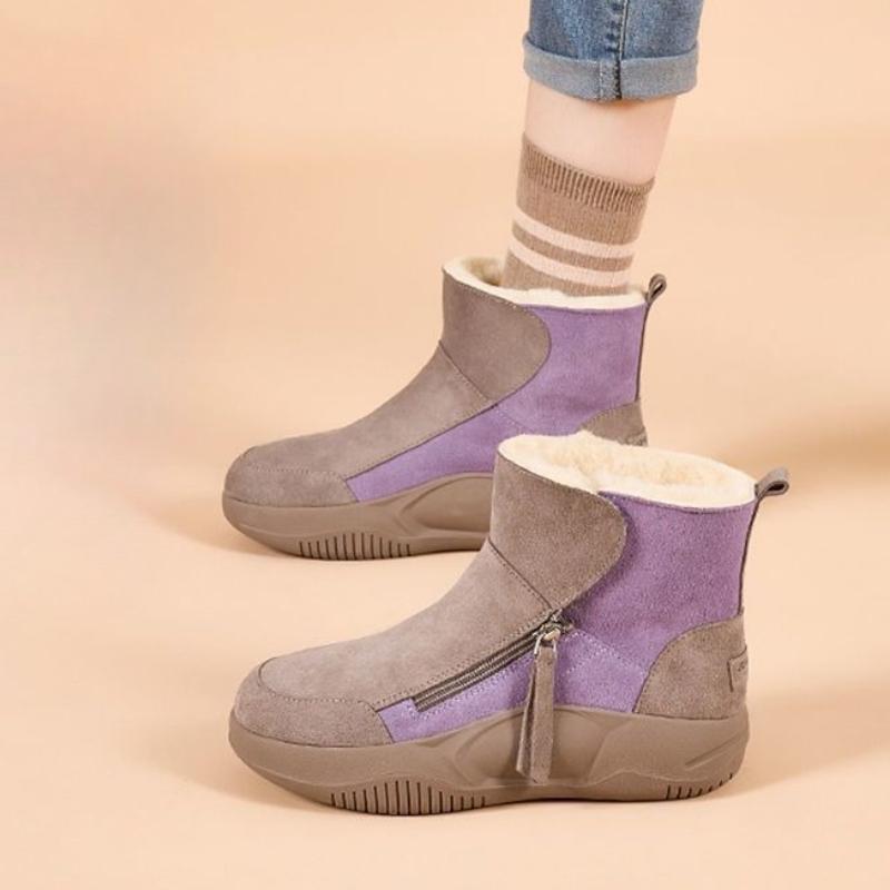 Winter Round Toe Platform Booties Fleece-lined Woman Shoes Y2k Comfortable and Elegant Footwear Sale Padded Snow Boots for Women