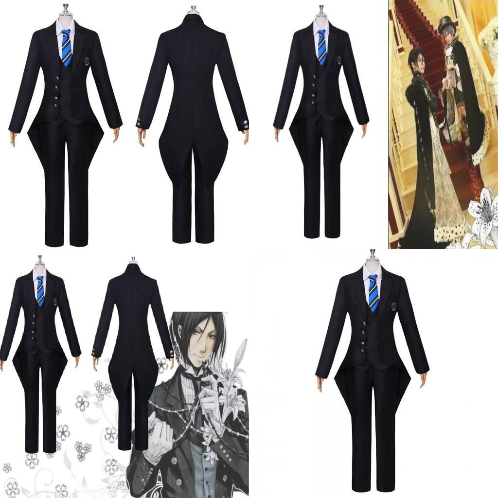 Black Butler Sebastian Cosplay Kostüm Polyester Stoff Einfacher Stil Japanisches Anime Thema