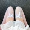 Lolita White Bow Over Knee Rhombus Socks Summer Thin Cute Loli Pantyhose Socks Women'S Spring And Autumn