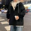 Fake Two Autumn and Winter New Casual Men's Korean Version of Trend Tooling Outdoor Jacket Hooded Coat.