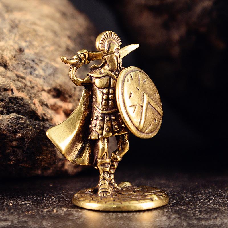 Vintage Brass Spartan Warrior Statue Twelve Types of Rome Soldier Models Figurine Game Props Desktop Ornaments Home Craft Decor