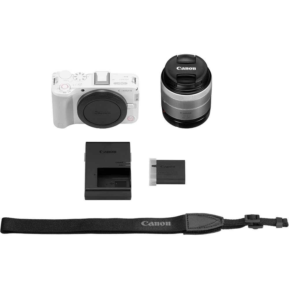 Canon EOS R50V Digital SLR Camera Lens Kit (RF-S14-30PZ) / White