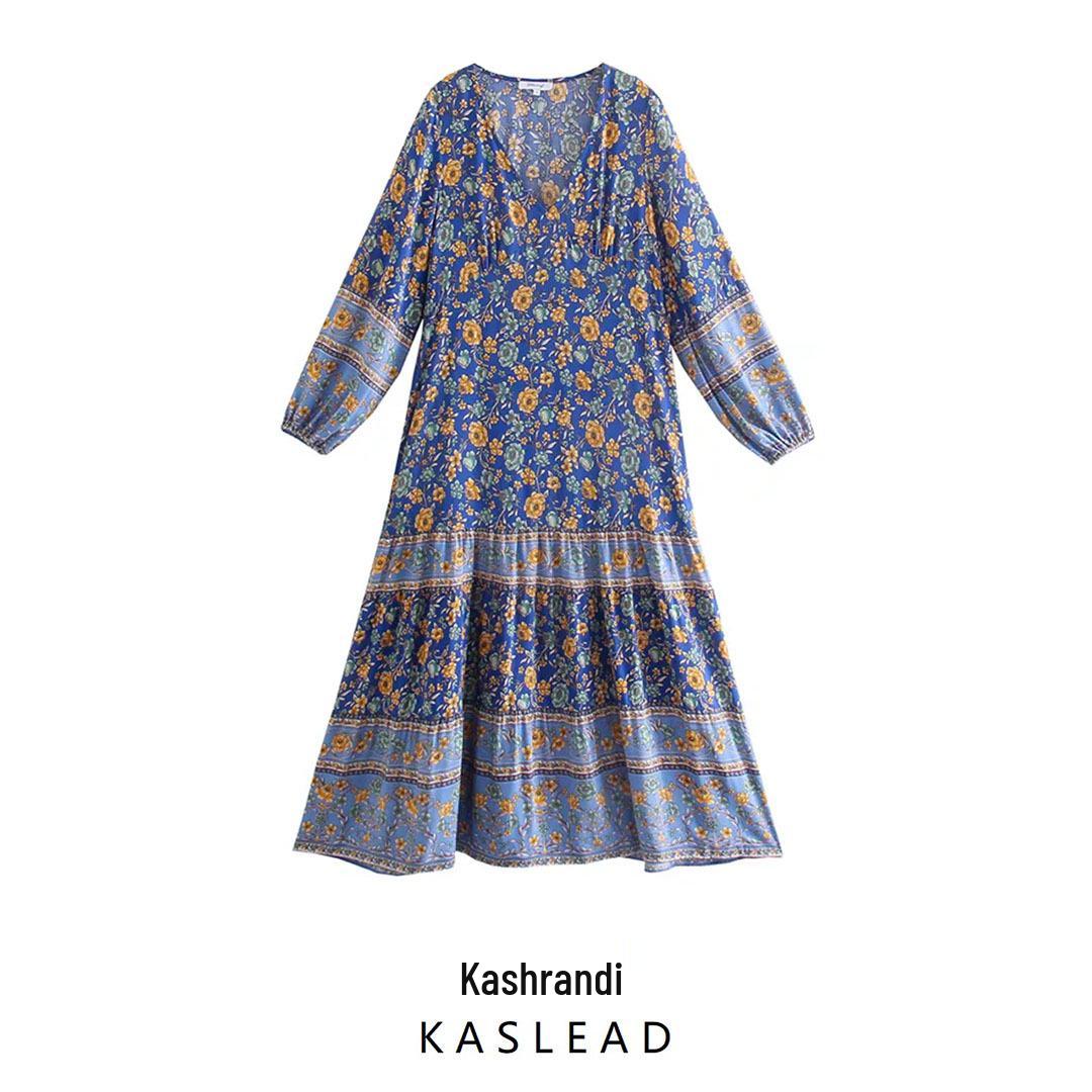 

2025 Spring Women s European & American Style V-Neck Rayon Dress Large