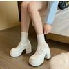 Women Mary Janes Fashion Shallow Mouth Single Shoes High Quality Leather High Heeled Platform Oes Japanese Jk Lolita Women Shoes