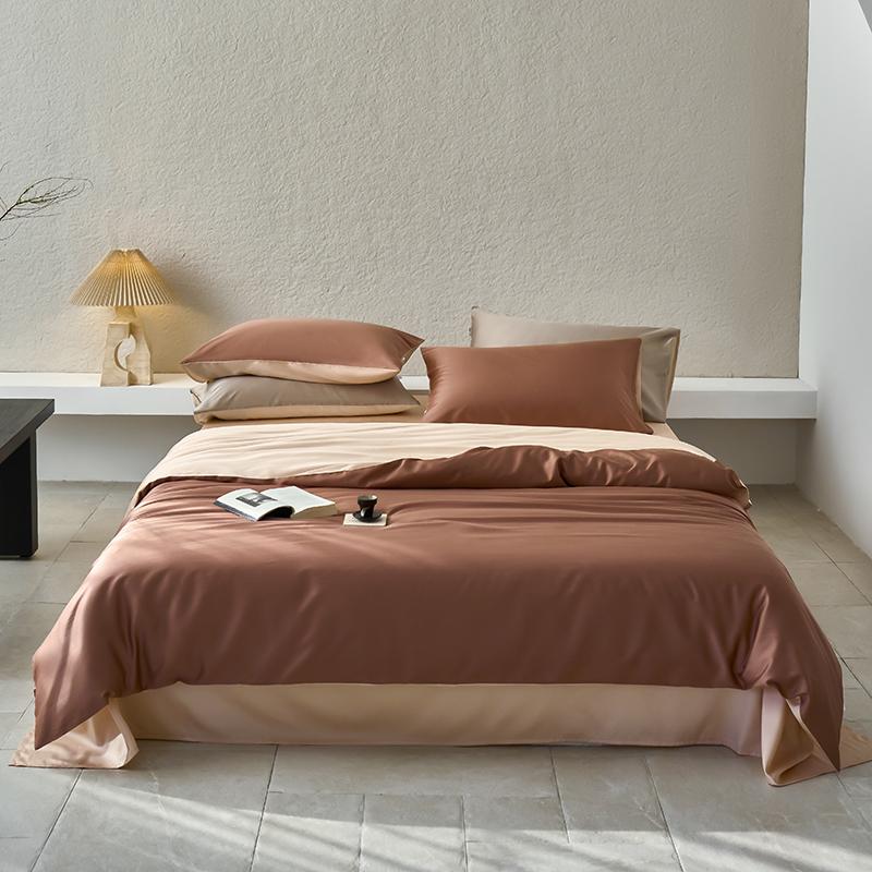 Hochwertiges Bettwäscheset aus 65 % Lyocellfaser und 35 % Baumwolle, Queen-Size-Bettwäscheset mit frischem Naturpflanzenmuster und Bettlaken, Steppdeckenbezug und Kissenbezug