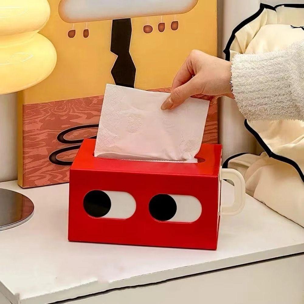 Rectangle Shape Cartoon Tissue Box Big Eyes Desktop Tissue Case Paper Towel Holder  Living Room