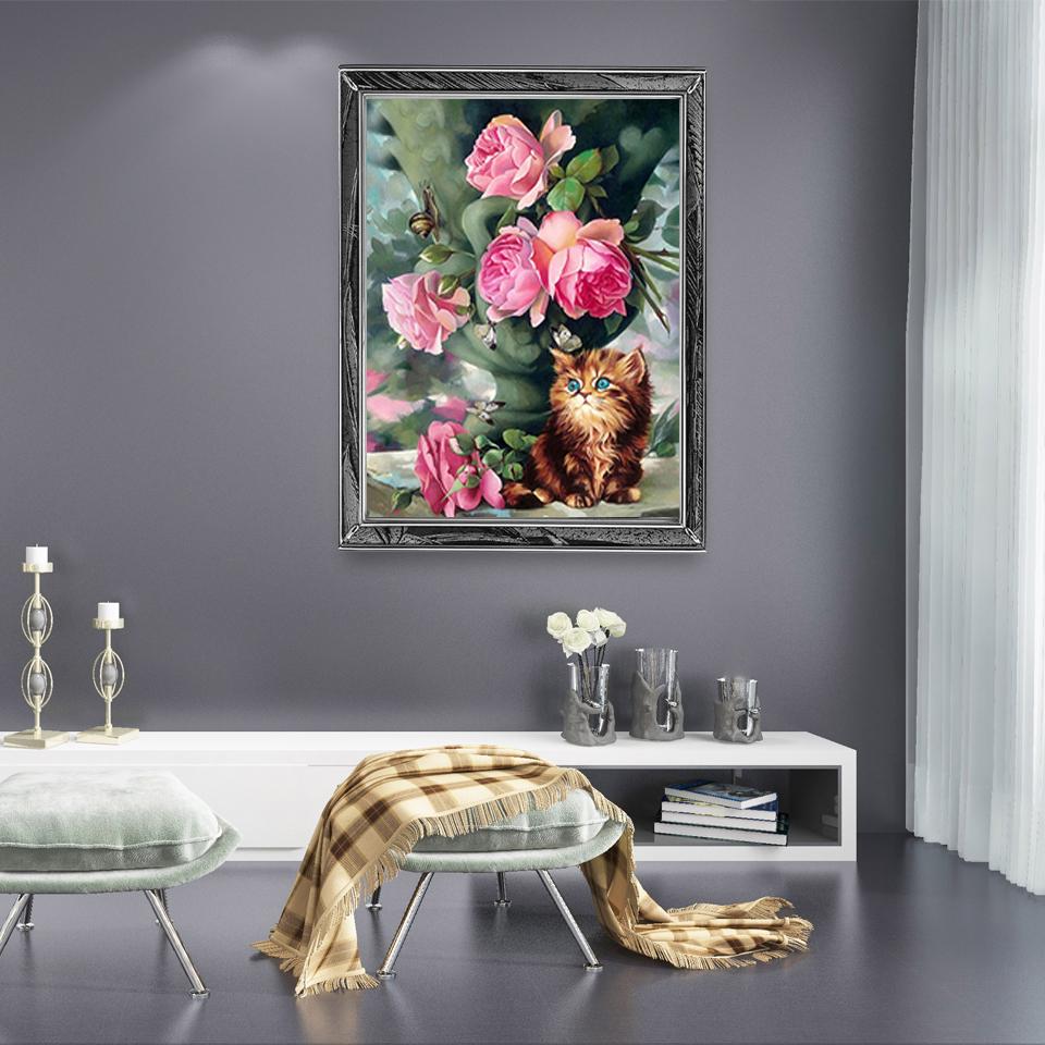 Kruhová vrtačka Diamantová malba Květinová váza Krajina Diamantové vyšívání Krajina Sada křížkového stehu DIY Home Decor dárek