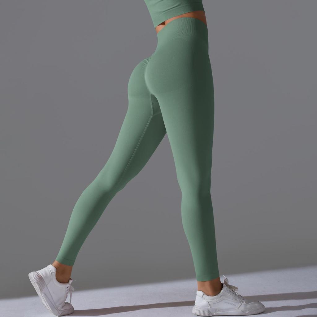 Seamless High-Waisted Yoga Pants with Peach Lift - Quick-Dry and Breathable for Running and Fitness