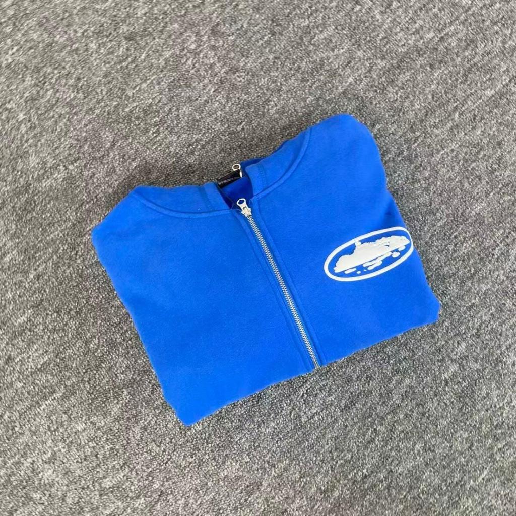 Corteiz Vibe Hip Hop Fleece gevoerde hoodie met rits voor heren