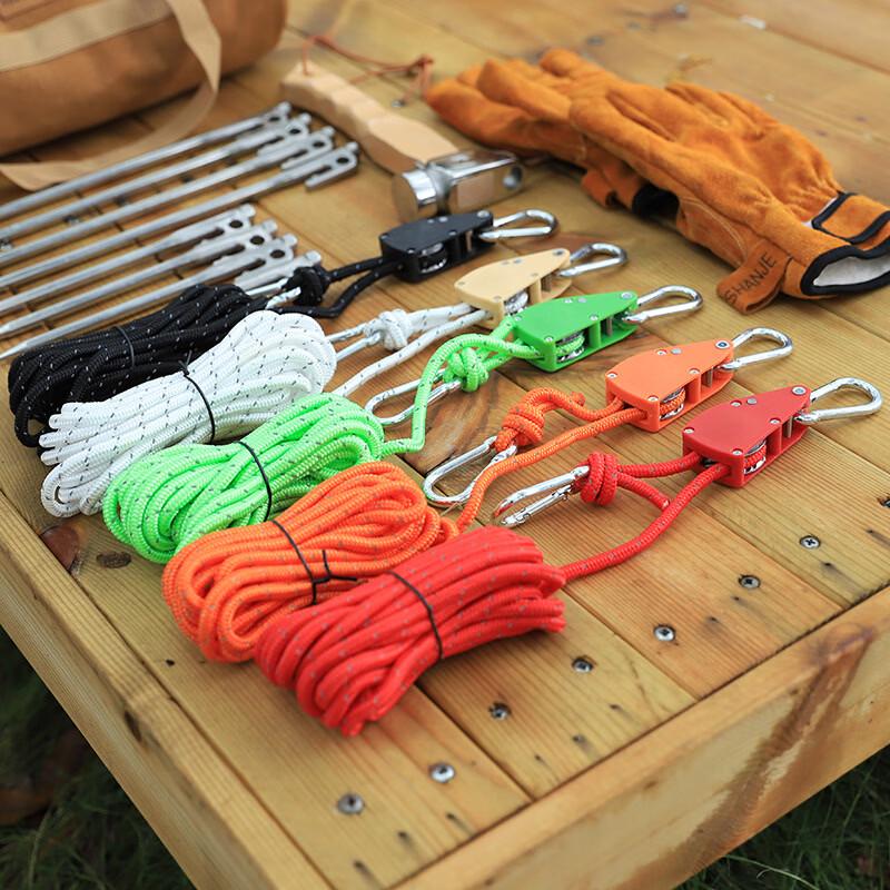Hejiangshi HJSSD4 Reflective Tent Guy Ropes with Metal Adjusters