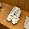 Sheepskin version~ Genuine leather niche straps soft-soled ballet single shoes women's thick-soled small leather shoes canvas little white shoes b