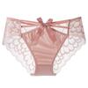 French High-Slit Satin Lace Bow Panties - Sexy, Breathable, Lightweight, Low-Waist Triangle Design