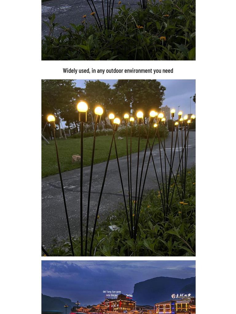 LED Wind-Powered Firefly Lights, 6 or 8 Heads, Outdoor Landscape Decoration for Parks and Streets