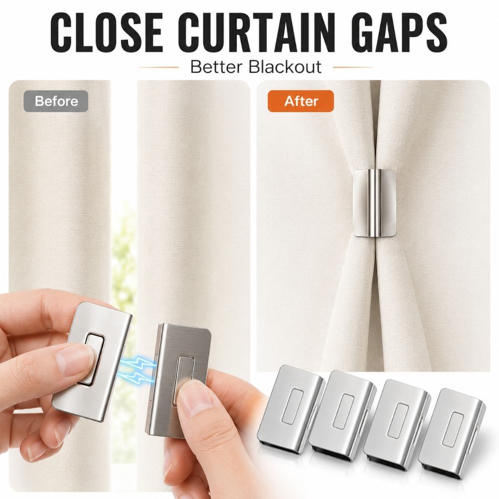 New Strong Magnetic Curtain Clips Nail Free Blackout Closure Clips Keep Curtain Closed Prevent Light Leaking For Bedroom Office