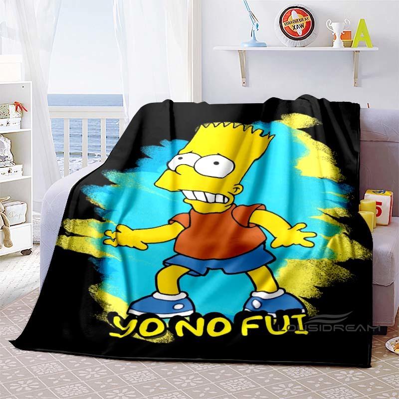 Kawaii Donut Pattern Blanket, The Simpsons Travel Flannel Blanket, Warm Blanket for Sofa Beds, Holiday Gift.