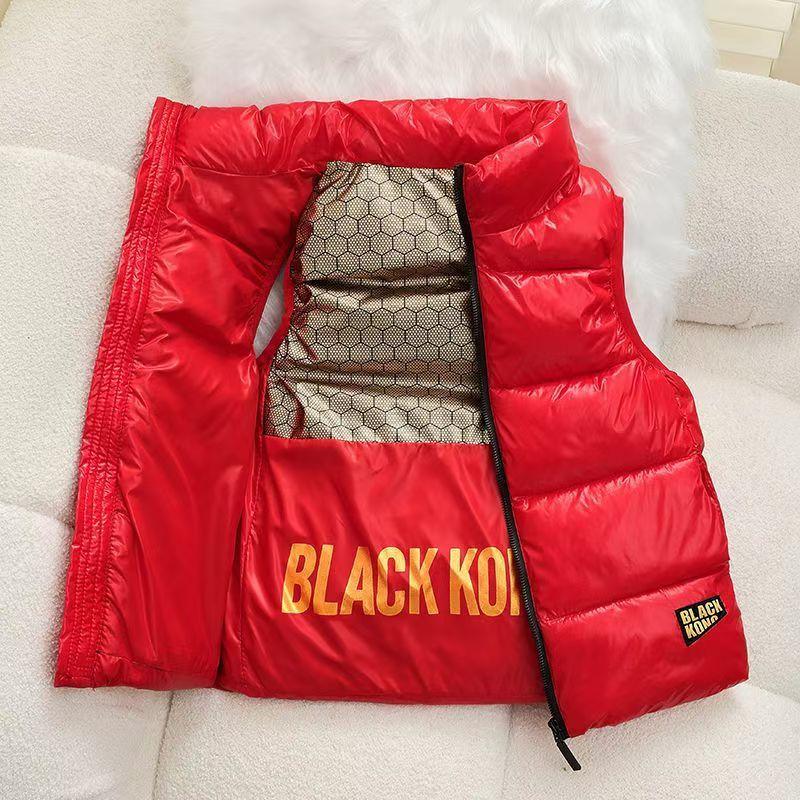 

Boys Girls Black Gold Jacket Vest Winter Thickened Cold-resistant down Cotton Shoulder Loose Large Size Outerwear 110 червоний
