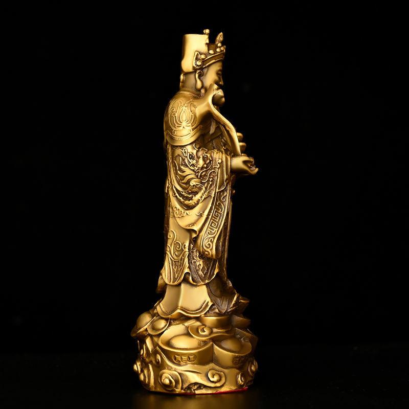 Chinese Bronze God of Wealth Ornament Brass Ingot Auspicious Text God of Wealth Home Decoration Office Desk Offering Decoration