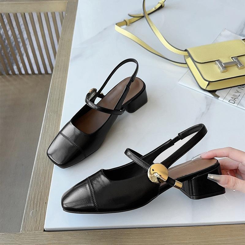 

Туфли на высоком толстом каблуке, сандалии с закрытым носком, женские, 2025, новая летняя обувь для ношения с юбкой, серебристые туфли Мэри Джейн 40