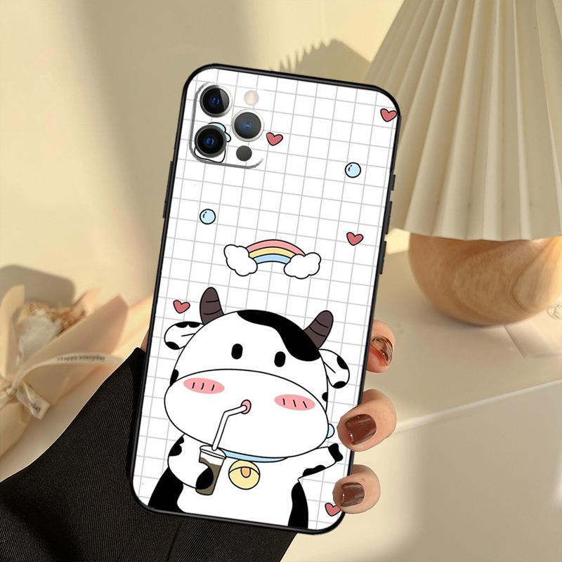 Cut Cow Phone Case For iPhone 15 14 13 12 11 16 17 Pro Max 13 mini 15 16 Plus 16e 17 Air Cover Funda