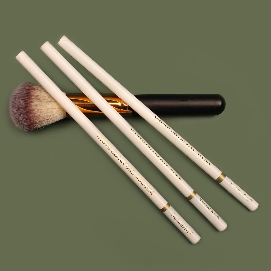 3Pcs White Sketch Charcoal Pencils Set Professional Standard Pencil Drawing Pencils Set For School Tool Painting Art Supplies