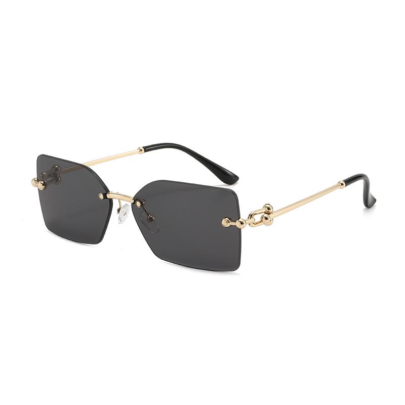 

New square metal frameless sunglasses for men and women fashion trendy outdoor sunscreen sunshade glasses C1