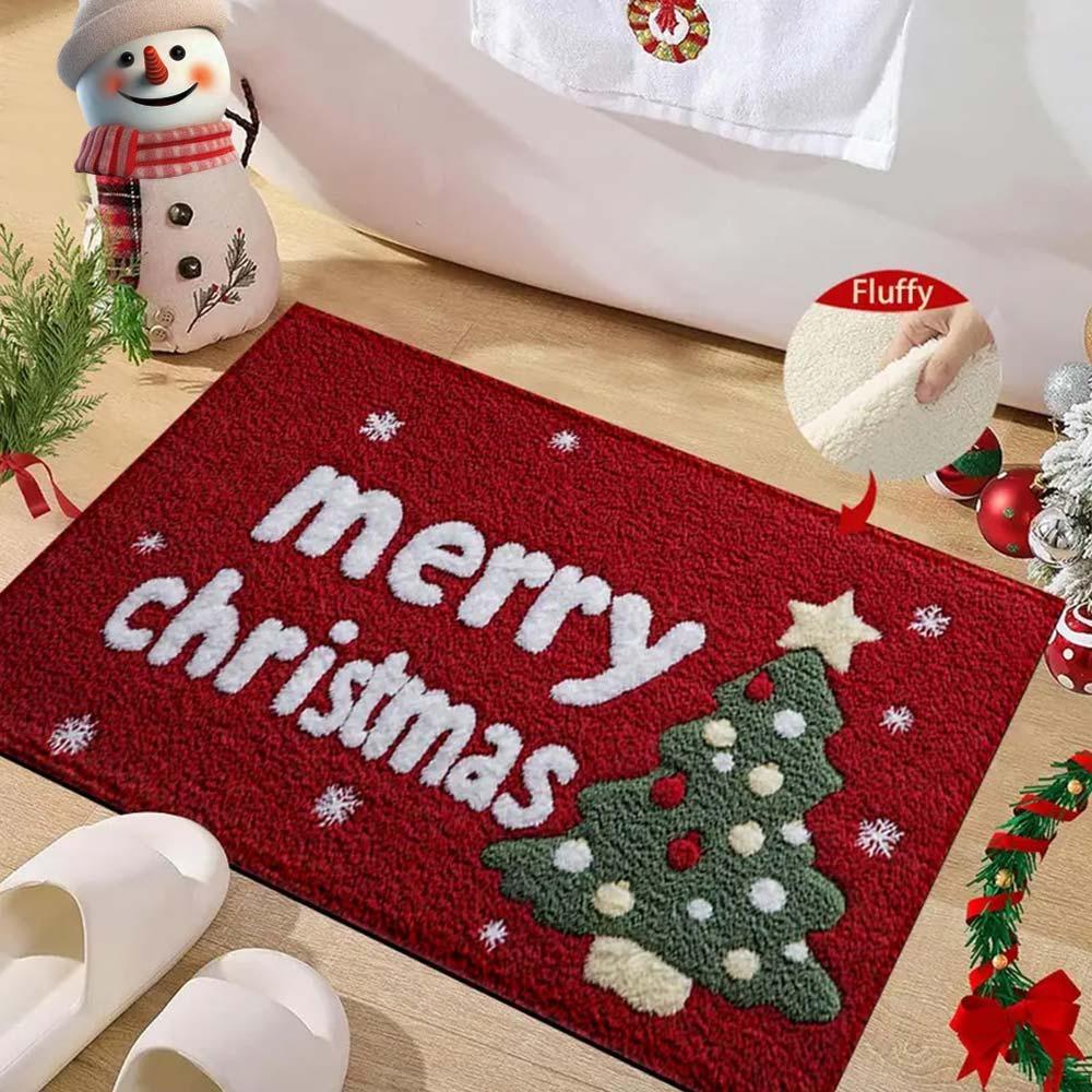 

Water-absorbing Christmas Door Mat Santa Claus Design Door Carpet Anti-slip Pad Bathroom Use 13