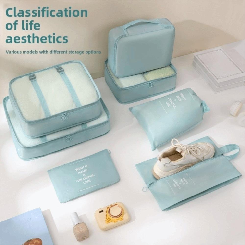8 PCS/Set Large Capacity Travel Storage Bag Set Polyester Suitcase Organizer  Wardrobe