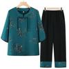 Chic Summer Two-Piece Set: Short-Sleeved Chinese Style for Middle-Aged and Elderly Women