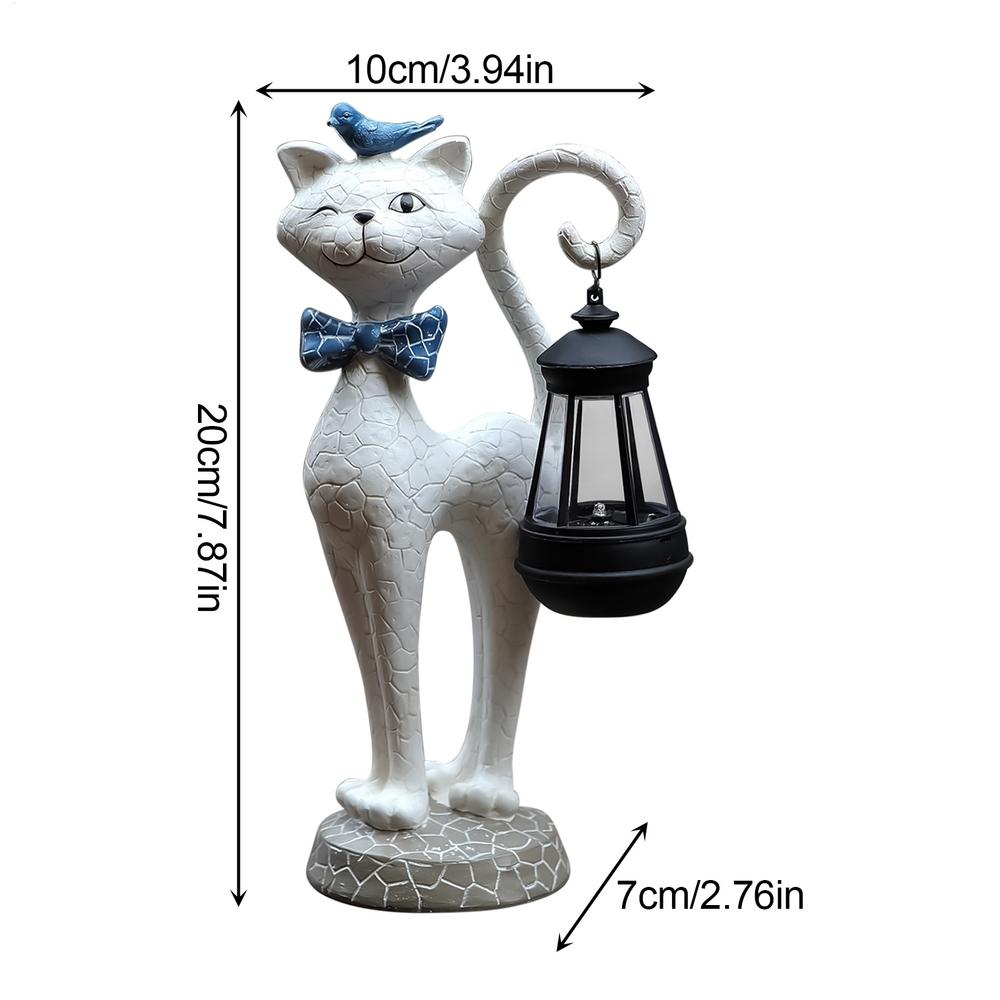

Забавный солнечный садовый светильник в виде кота, смоляной уличный фонарь, животное, лампа для двора, лужайки, патио, очаровательный креативный декор кота серебряный
