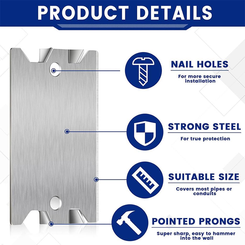50X Safety Nail Plate For Wood Studs Cable Protector Plate Steel Safety Plate For Wood Stud  Nail  Plate