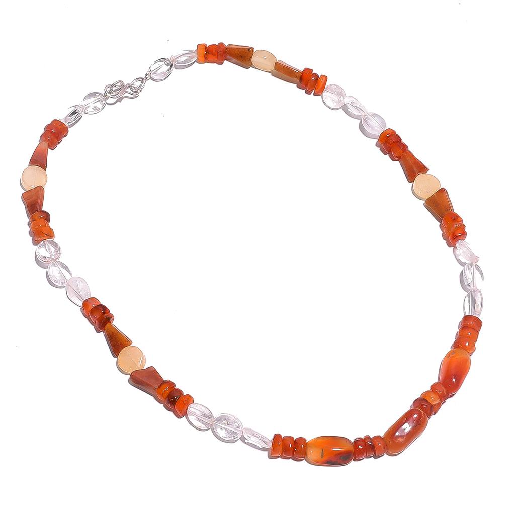Natural Carnelian Crystal Gemstone Mix Shape Smooth Beads Necklace 17" UB-4272 UB-4272