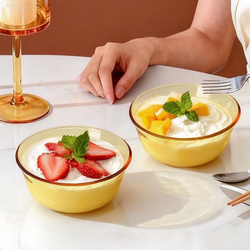 QINGPINGGUO Heat-Resistant Borosilicate Glass Bowl Set