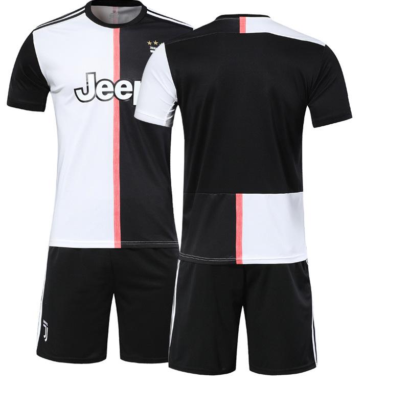 Juventus Home Jersey Retro Number C Ronaldo Black and White Adult Sports Suit Football Jersey Children's Team