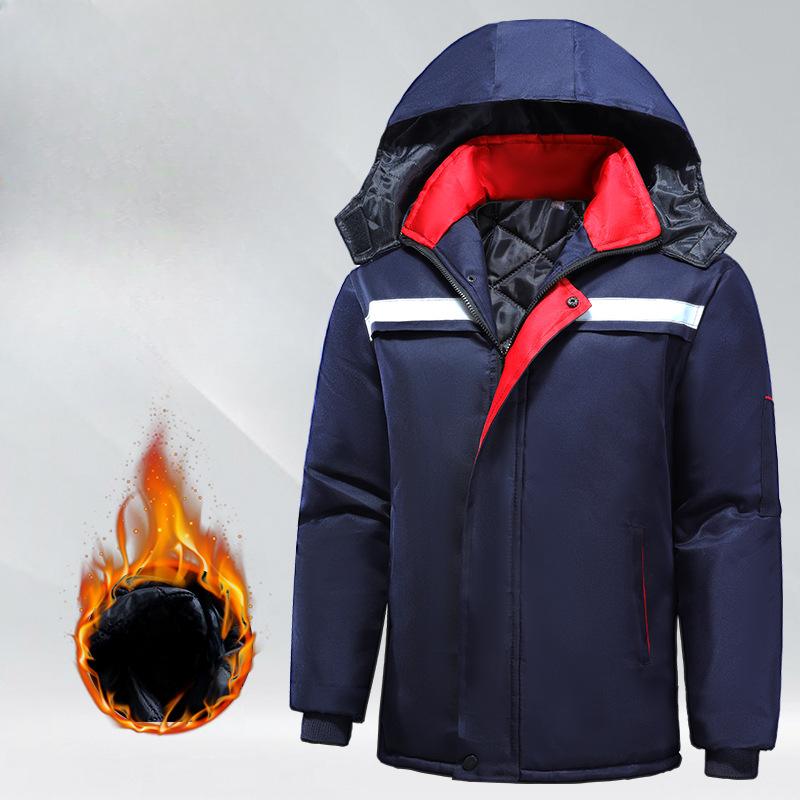 Winter Thick Cotton-padded Jacket Plus Velvet Labor Insurance Outdoor Padded Jacket Storage Cold-proof Work Clothes Loose Cotton-padded Tooling Jacket