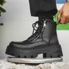 Men's Martin boots new versatile fashion trend autumn and winter thick bottom heightening high-top tooling boots men 70022-J