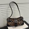 Retro Belt Buckle Leopard Print Casual Single Shoulder Autumn Winter New Style Fashion Rivet Large Capacity Underarm Bag. KTB