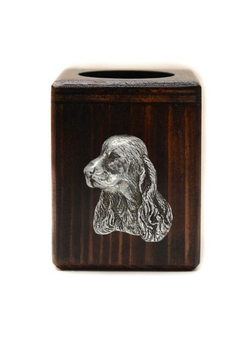 

English Cocker Spaniel - wooden candle holder with a dog, a unique souvenir after losing a dog, a handicraft from the Art-Dog brand коричневий