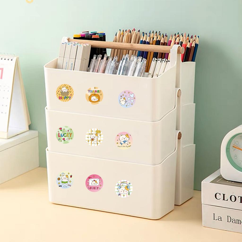 500 Pictures/roll Roll Stickers Tape Cute Kitten Handbook Material Decorative Envelope Seal Stickers