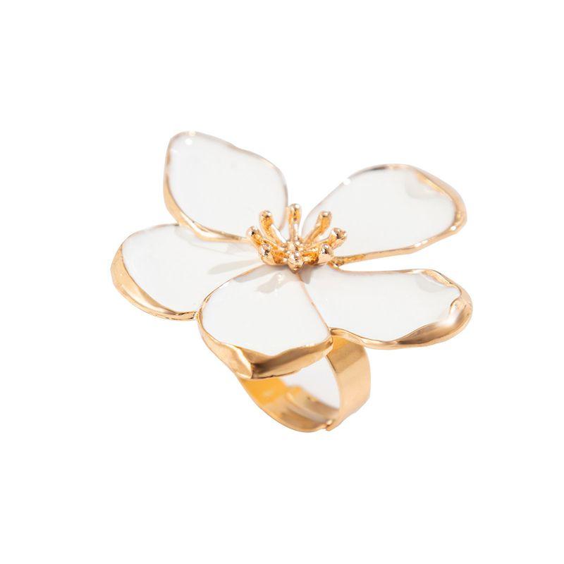 

White Oil-Drip Flower-Shaped Ring for Women, Trendy, Fashionable, Versatile, Internet Celebrity Style, Niche Design, Index Finger Ring Style 1