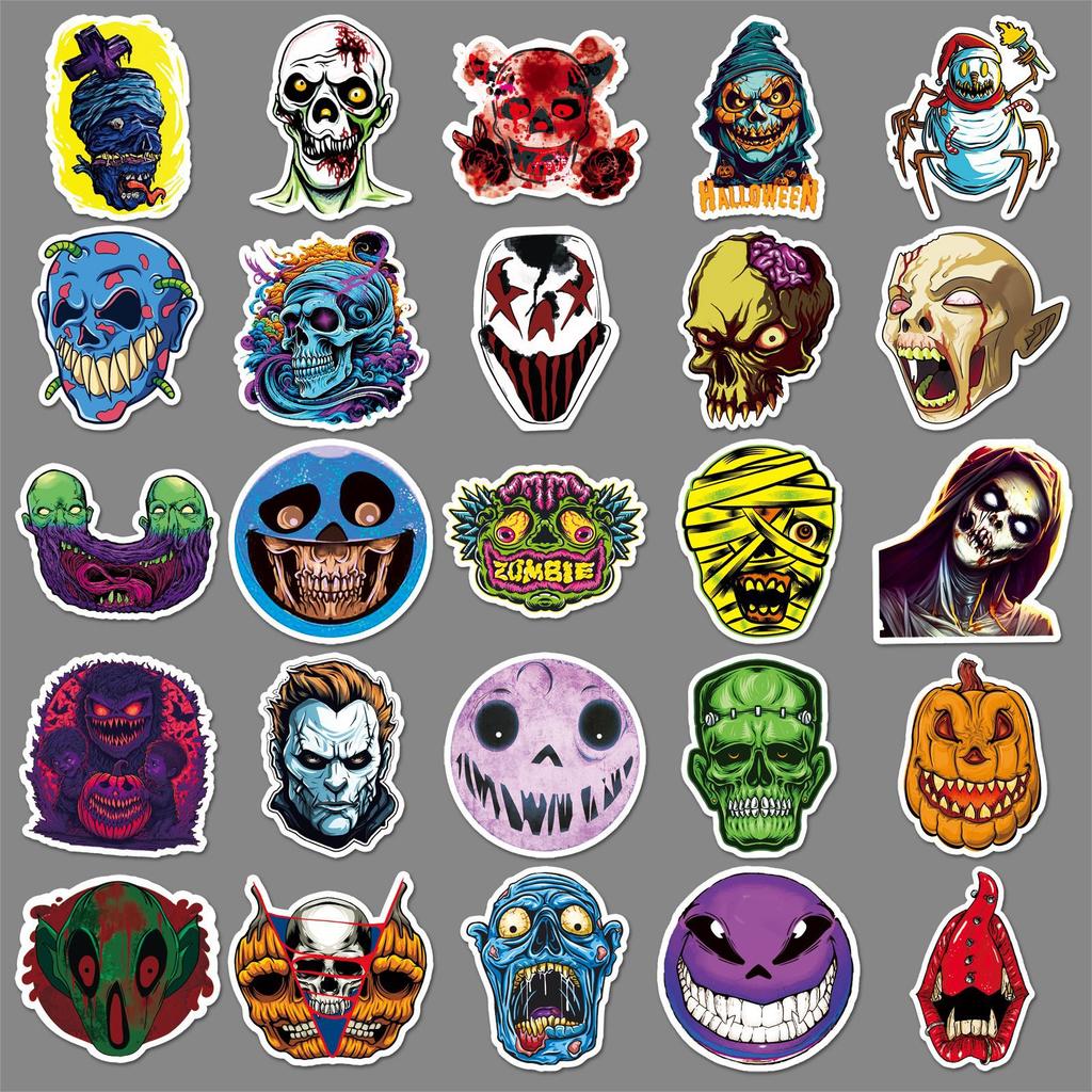 50 Pictures of Horror Grimace Personality Trend Halloween Skull Decorative Skateboard Water Cup Suitcase Stickers