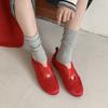 Fashion SUOJIALUN 2025 Autumn New Brand Women Flat Shoes Fashion Red Round Toe Slip On Sneaker Soft Flat Heel Casual Dress Mary Jane Sho