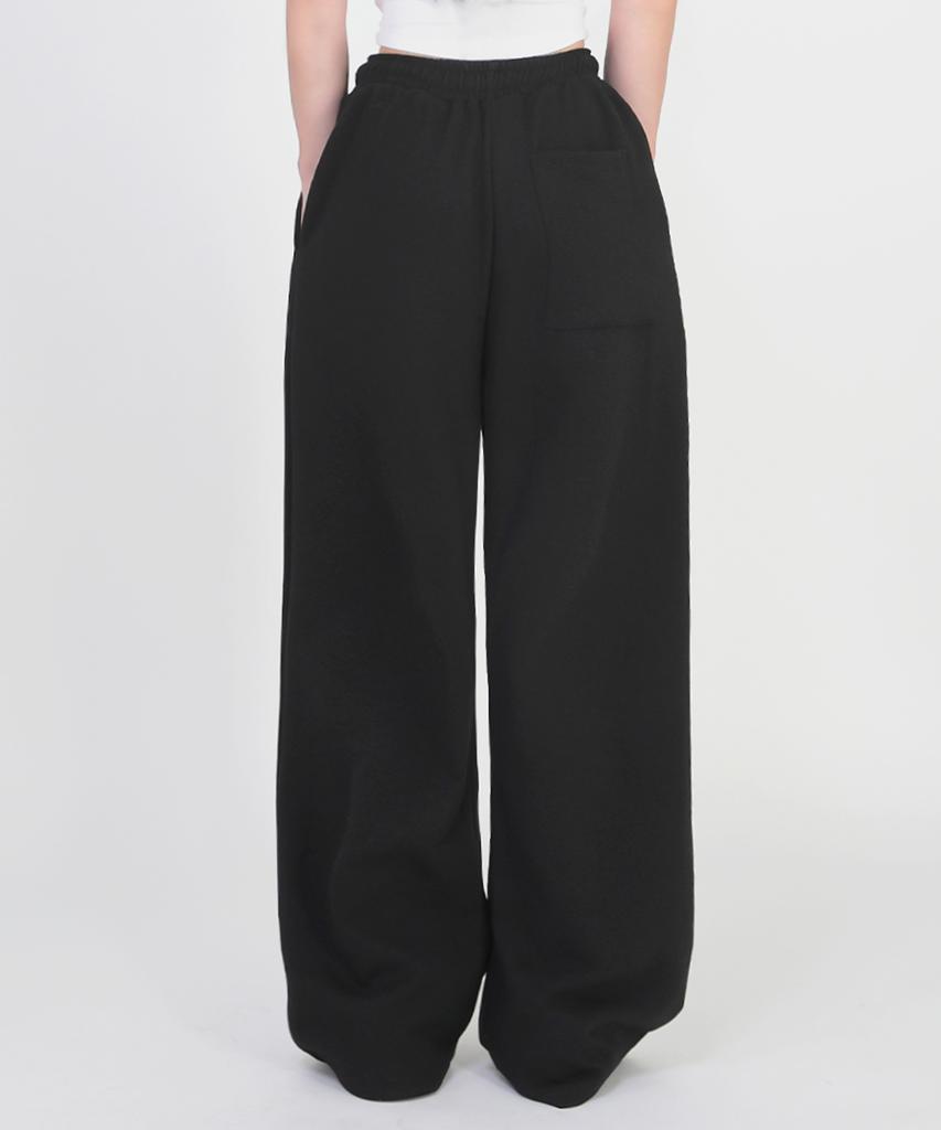Osillos A14 Single-Pleat Wide Elastic Waist Pants_Black