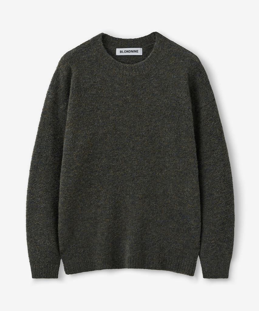 BLOND9 Soft Wool Boucle Round Knit_Dark Khaki
