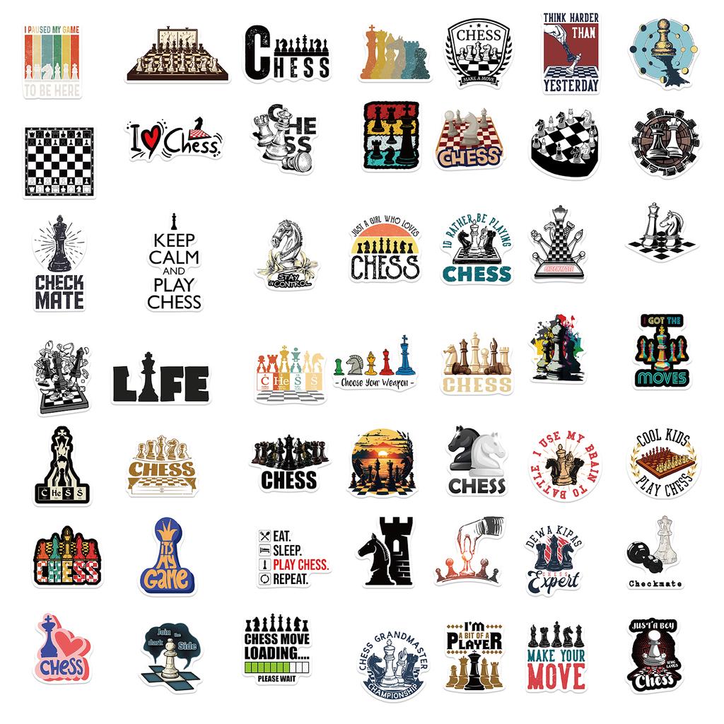 50Pcs Chess Game Sticker Waterproof Decal For Laptop Motorcycle Luggage Snowboard Fridge Phone Car Stickers Toys