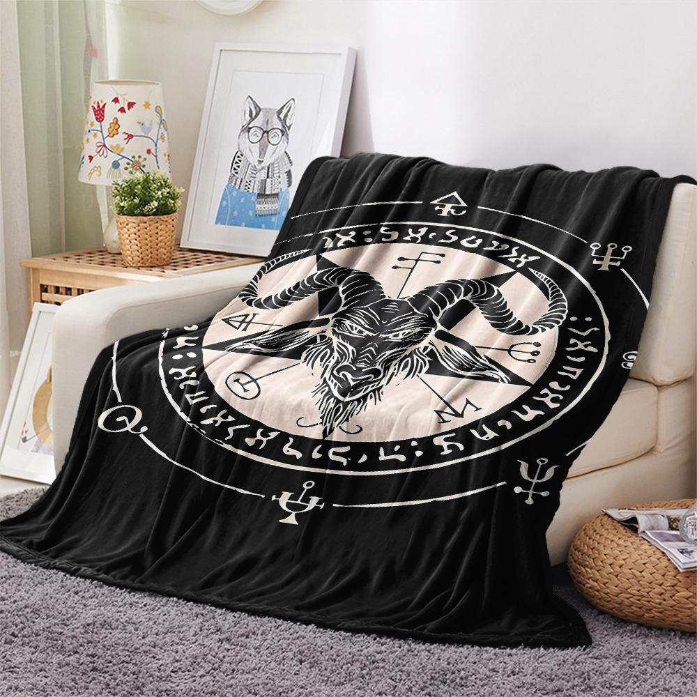 1PC Satan Symbol Print Flannel Blanket, High Quality All Seasons, Home Decor, Warmth and Comfort, Perfect for Christmas Gifts