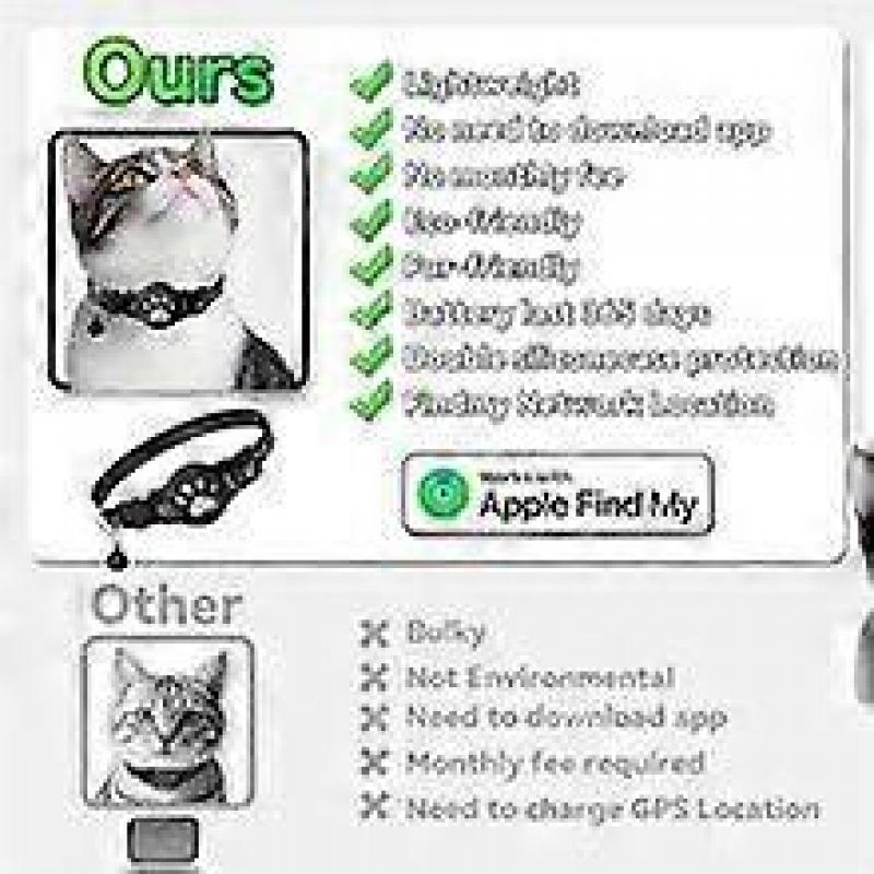 Cat Tracker for Airtag  No Monthly Fee GPS Location Tracker for Cats, Reflective & Waterproof Collar with Safety Buckle