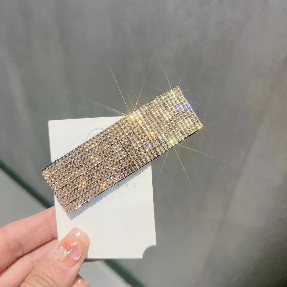 Beautiful Shiny Rhinestone Hairpins Creative Rectangular Hair Clips Woman's Hair Accessories