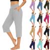 Pantaloni Capri largi pentru femei cu șnur în talie, pantaloni de yoga casual, culoare uni